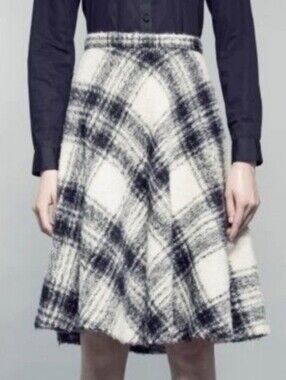 Pink Tartan Monochrome Black&White Plaid Midi Skirt with pockets